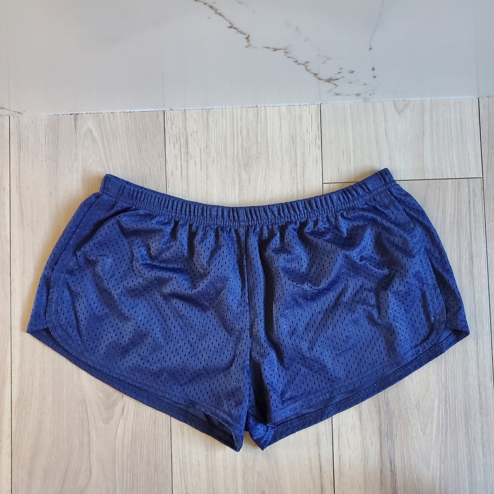 Soffe Mesh Shorts Womens XL Blue Low Rise Elastic Waist Cheer Running Gym 90s